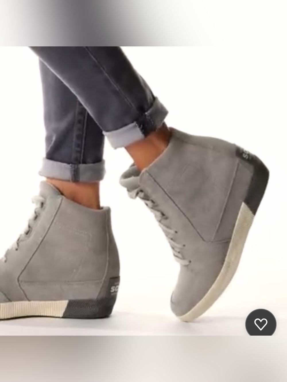 Sorrel Women’s Gray Suede Wedge Lace-Up Sneakers